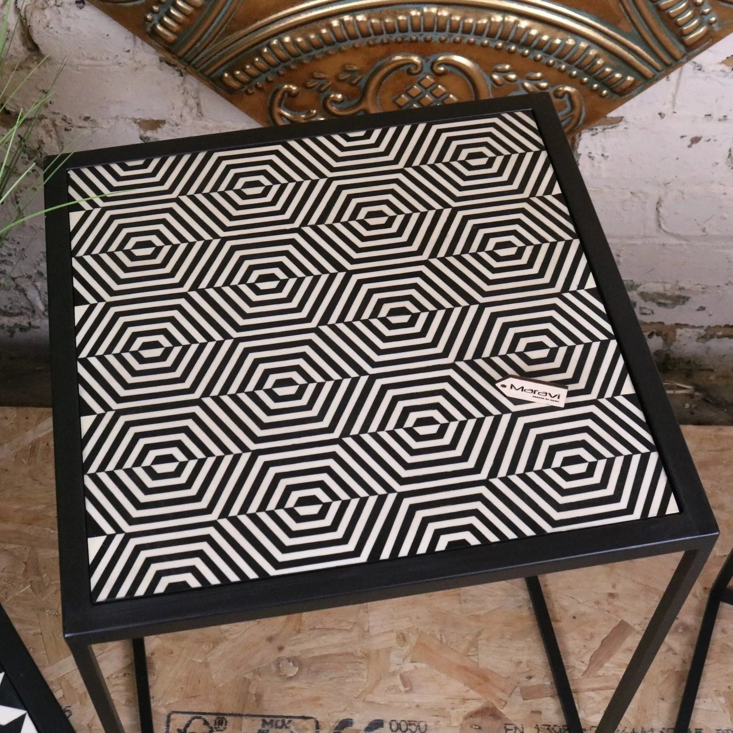 Chinta Modern Black Square Nesting Side Tables