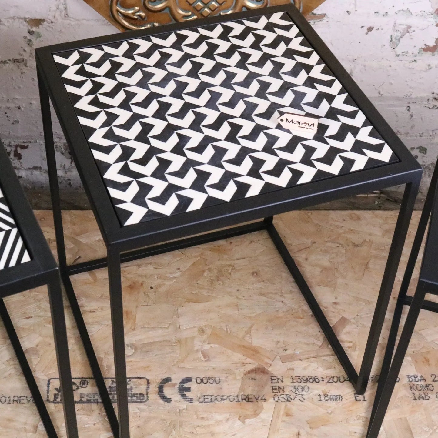 Chinta Modern Black Square Nesting Side Tables