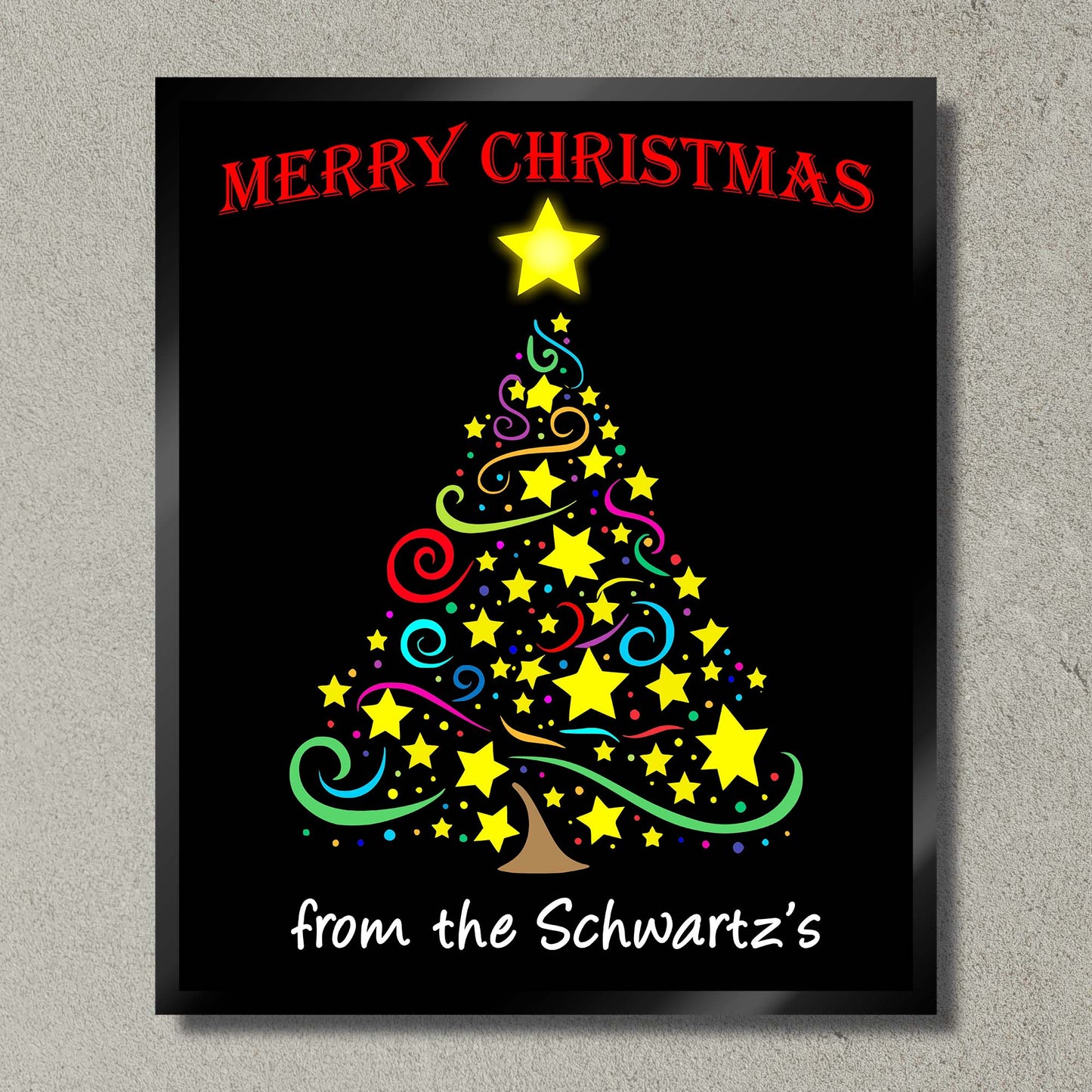 Illuminated Christmas Artwork "Stylised Christmas Tree" with Personalisation
