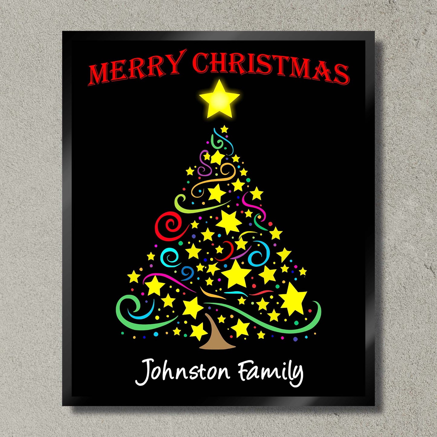 Illuminated Christmas Artwork "Stylised Christmas Tree" with Personalisation