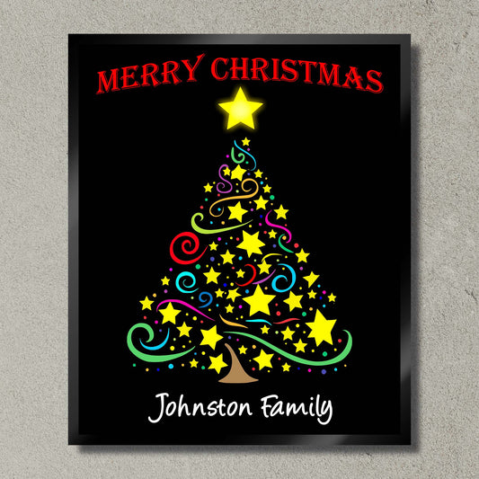 Illuminated Christmas Artwork "Stylised Christmas Tree" with Personalisation