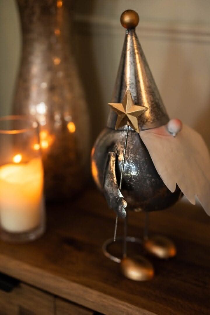 Silver and Gold Metal Christmas Gonk Figurine Decoration