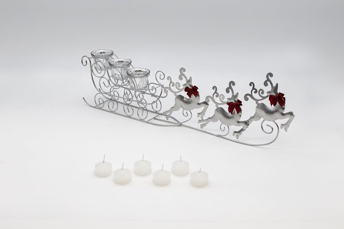 Glass Flying Reindeer Candle Holder Christmas Decoration 59cm
