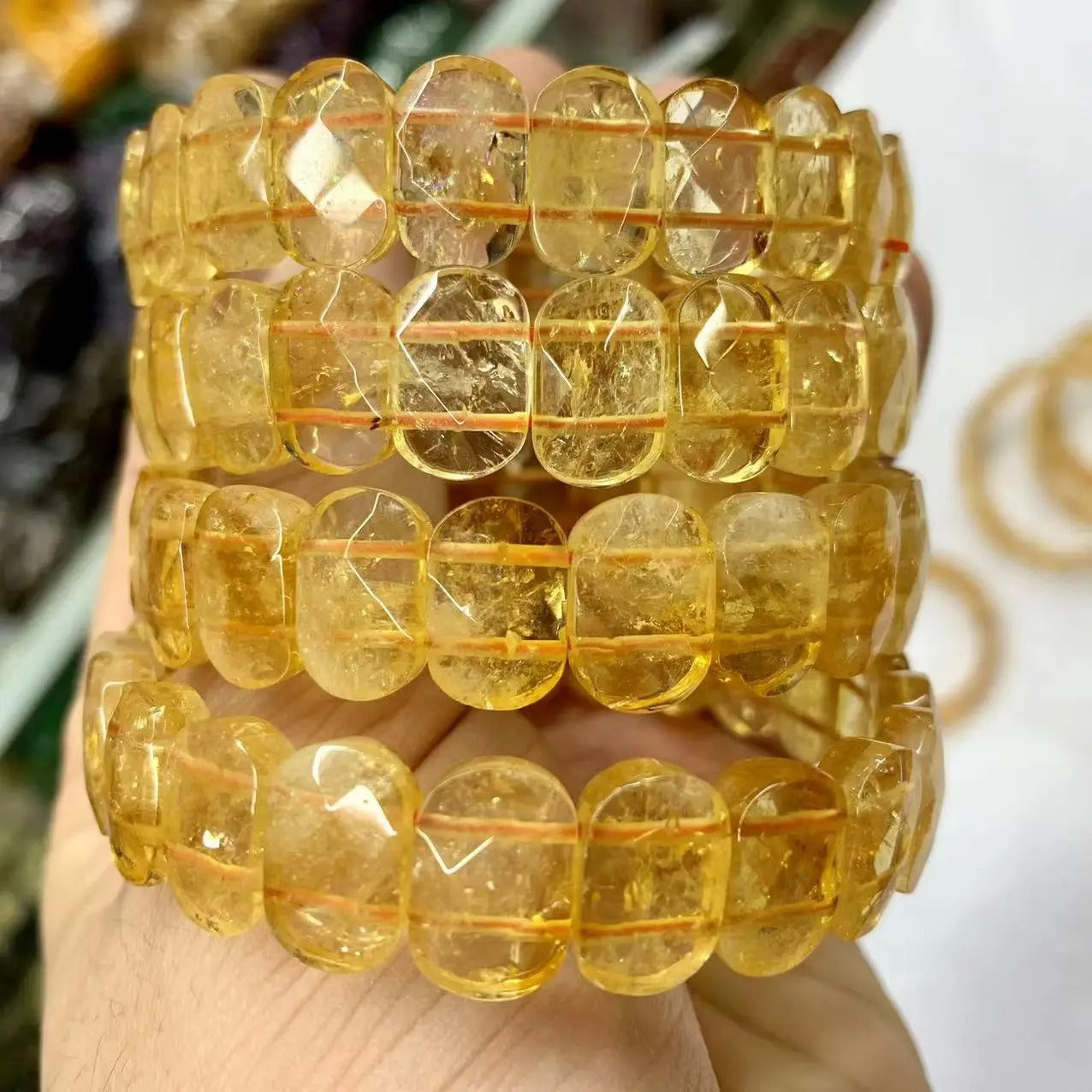 Natural Yellow Citrine Gemstone Bracelet, Bangle For Women For Men,