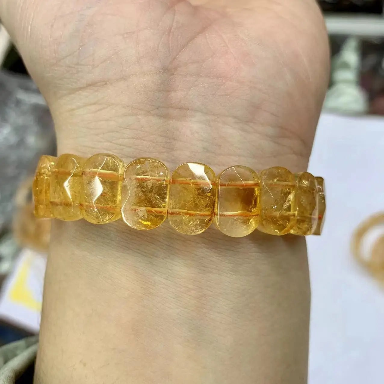 Natural Yellow Citrine Gemstone Bracelet, Bangle For Women For Men,
