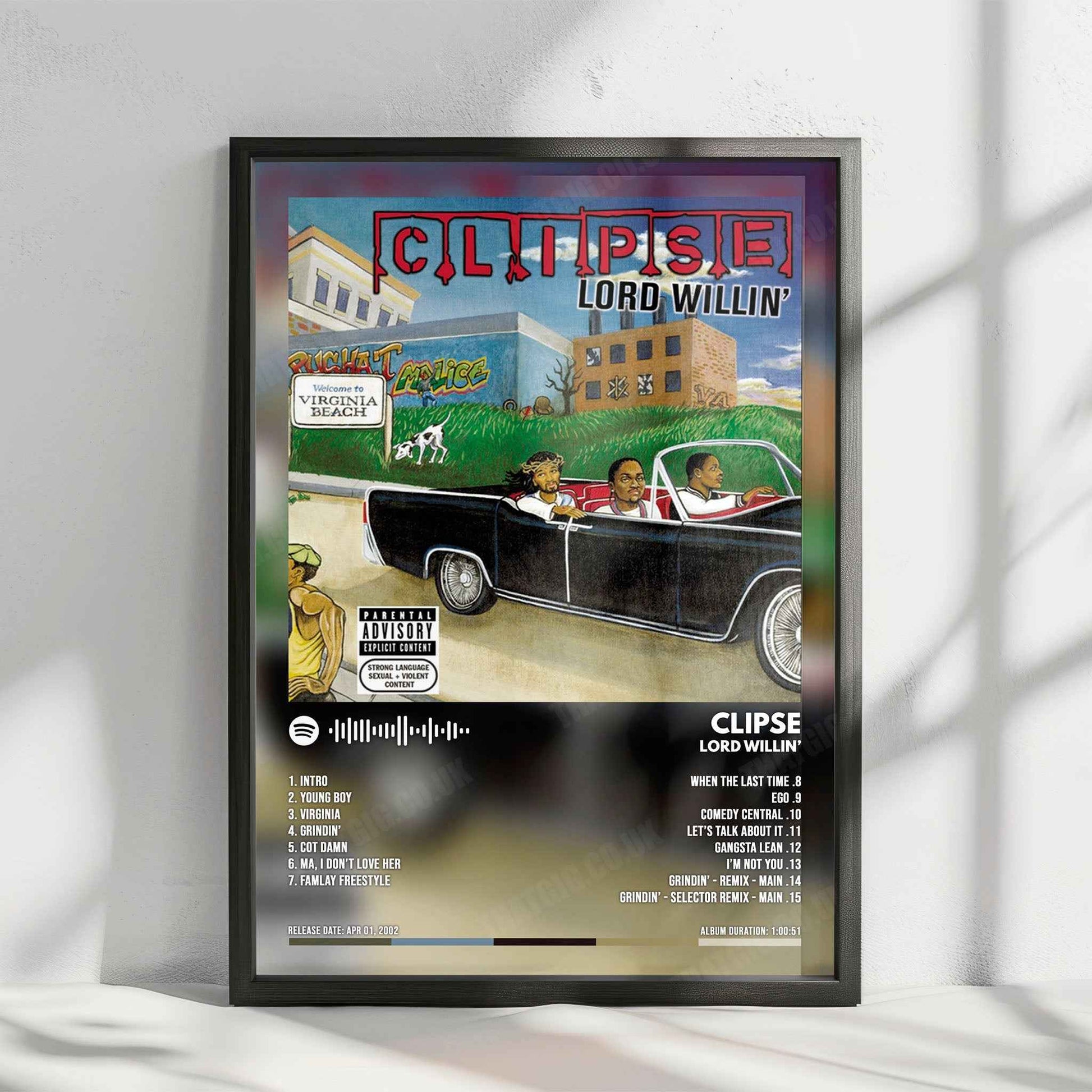 Clipse "Lord Willin'" Album Cover Poster - with Complete Tracklist
