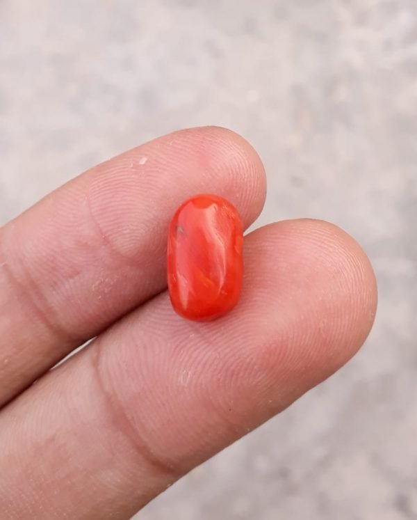 3.8ct Coral Stone - Moonga Stone - Marjan Stone - Pagadam Stone - 12x7mm