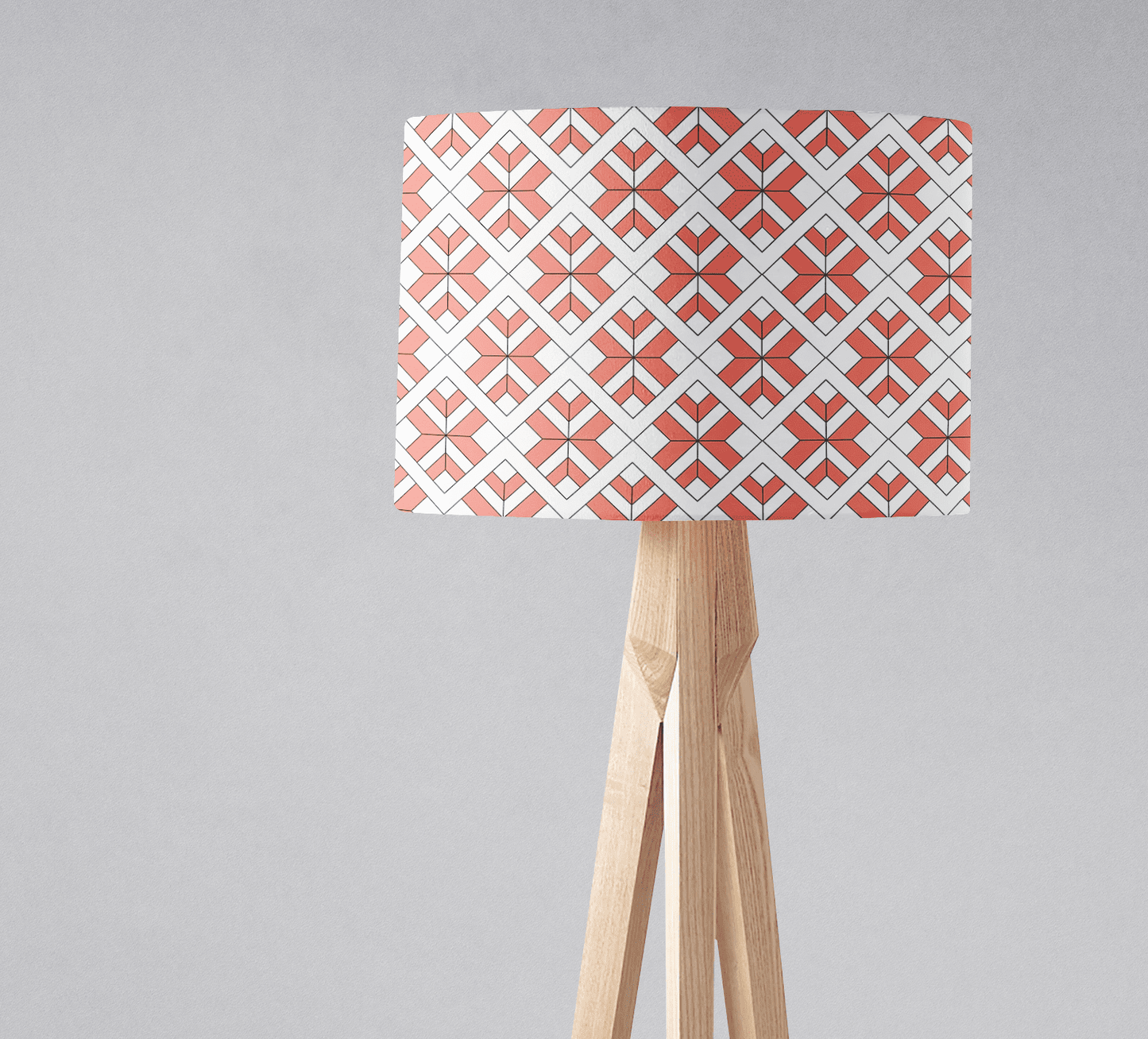 Coral and White Geometric Design Lampshade, Ceiling or Table Lamp Shade