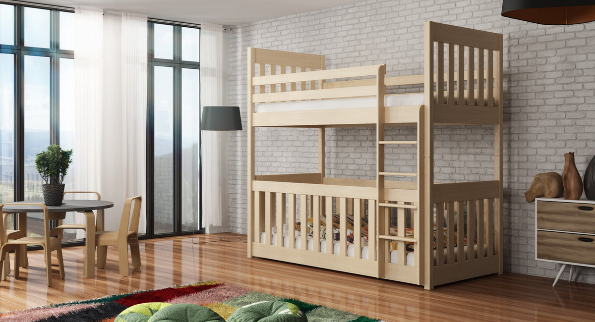 Cris Solid Pine Bunk Bed with Toddler Cot