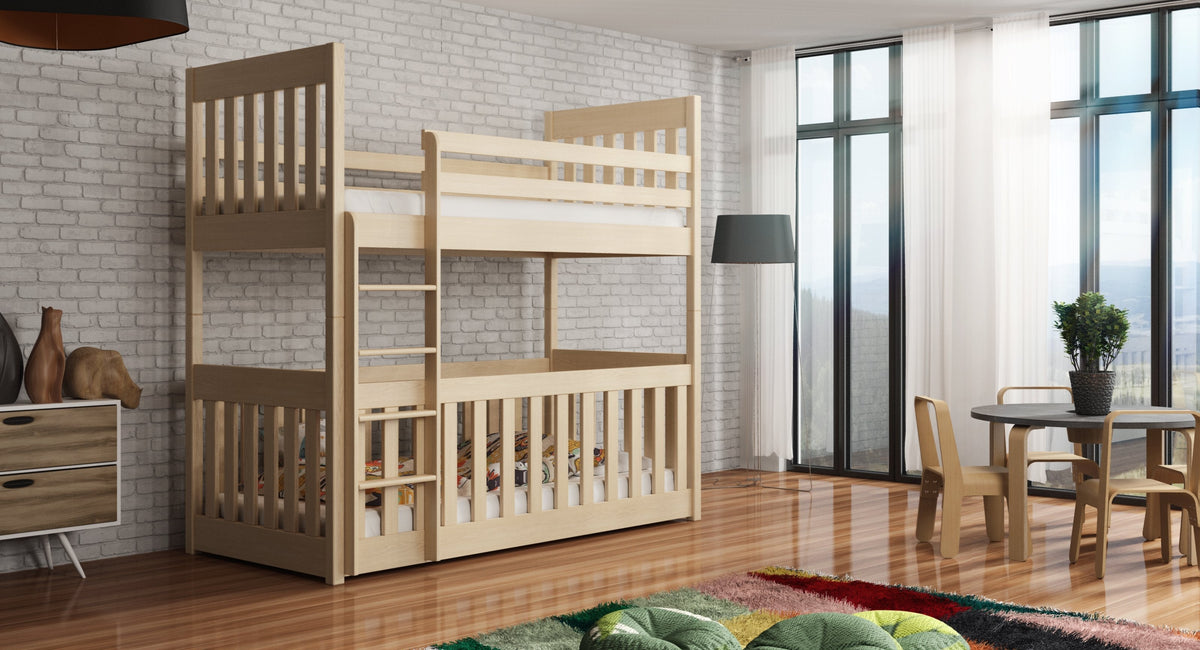 Cris Solid Pine Bunk Bed with Toddler Cot
