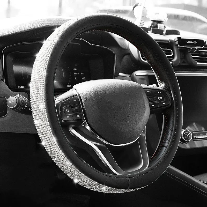 Crystal Car Steering Wheel Cover  PU Leather Auto Accessories Case Car Stylin