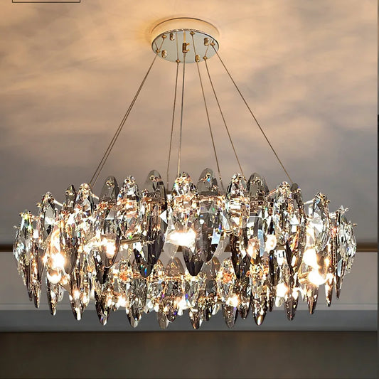 Crystal Gold Silver Modern Independent Designer Chandelier LED Light Fixture Luxury