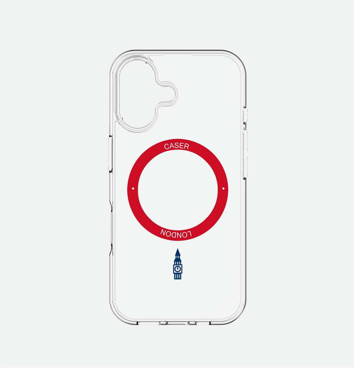 Slim Clear iPhone 16 Case with Red MagSafe Ring - Big Ben | The Iconic Case