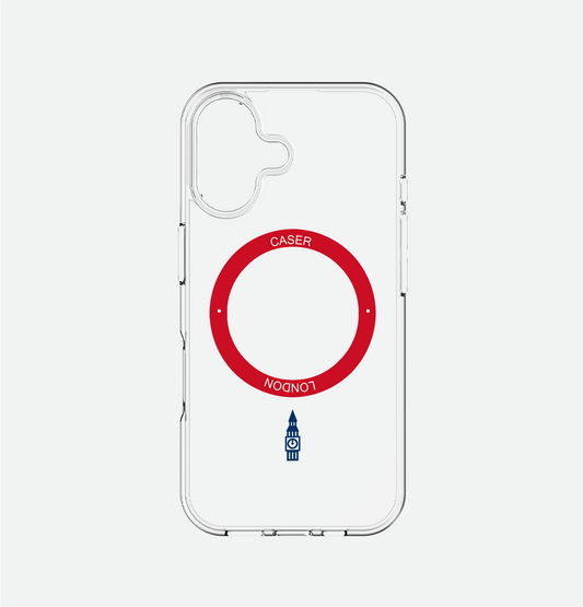 Slim Clear iPhone 16 Case with Red MagSafe Ring - Big Ben | The Iconic Case