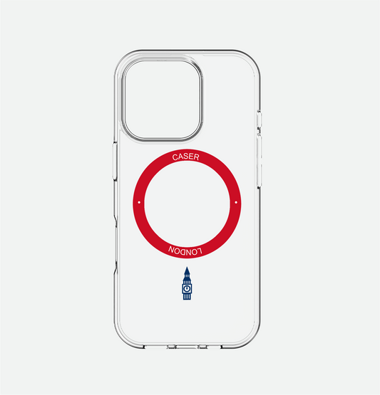 Slim Clear iPhone 16 Pro Max Case with Red MagSafe Ring - Big Ben | The Iconic Case