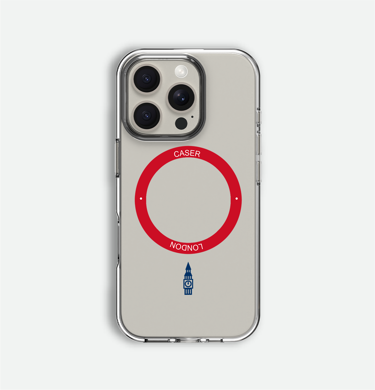 Slim Clear iPhone 16 Case with Red MagSafe Ring - Big Ben | The Iconic Case