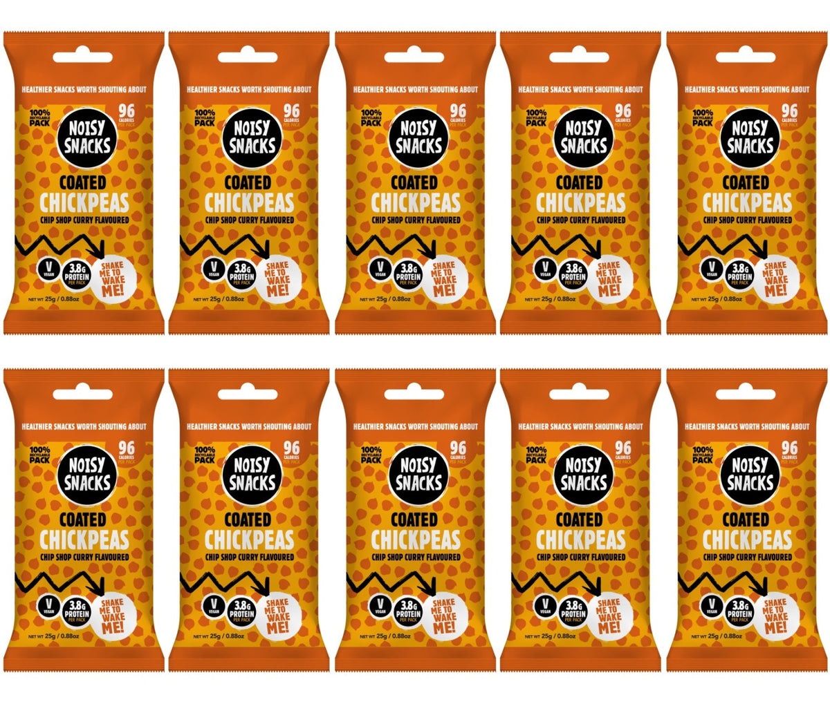 10 x Noisy Snacks Coated Chickpeas Chip Shop Curry - 25g
