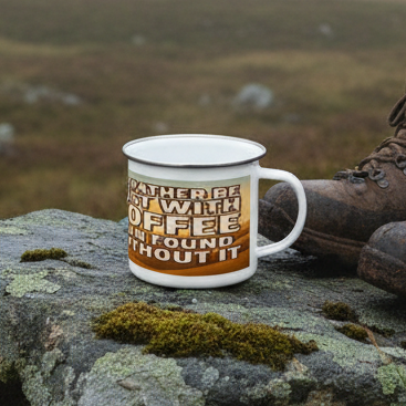 I’d Rather Be Lost With Coffee – 12oz Enamel Camping Mug