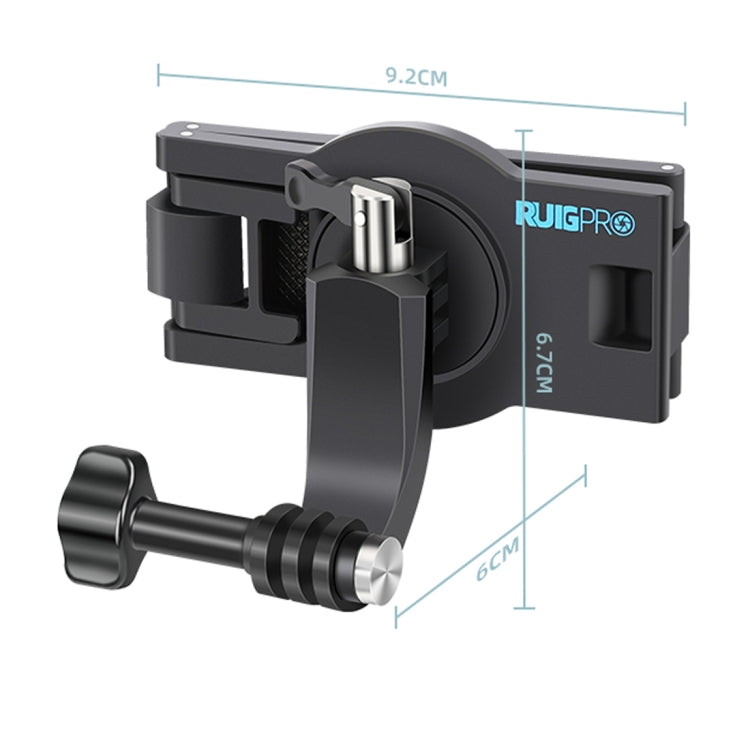RUIGPRO 360° Rotating Quick Release Shoulder Backpack Mount for GoPro Hero12/11/10/9/8/7/6/5, Insta360 Ace, DJI Osmo Action 4 (Black)