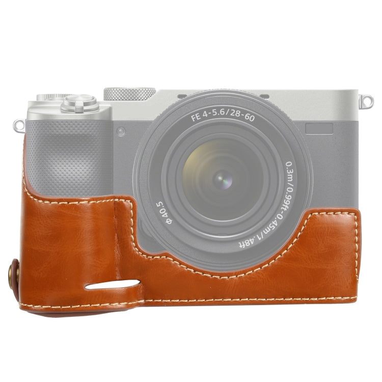 1/4 inch Thread PU Leather Camera Half Case Base for Sony ILCE-7C/A7C, For Sony ILCE-7C/A7C