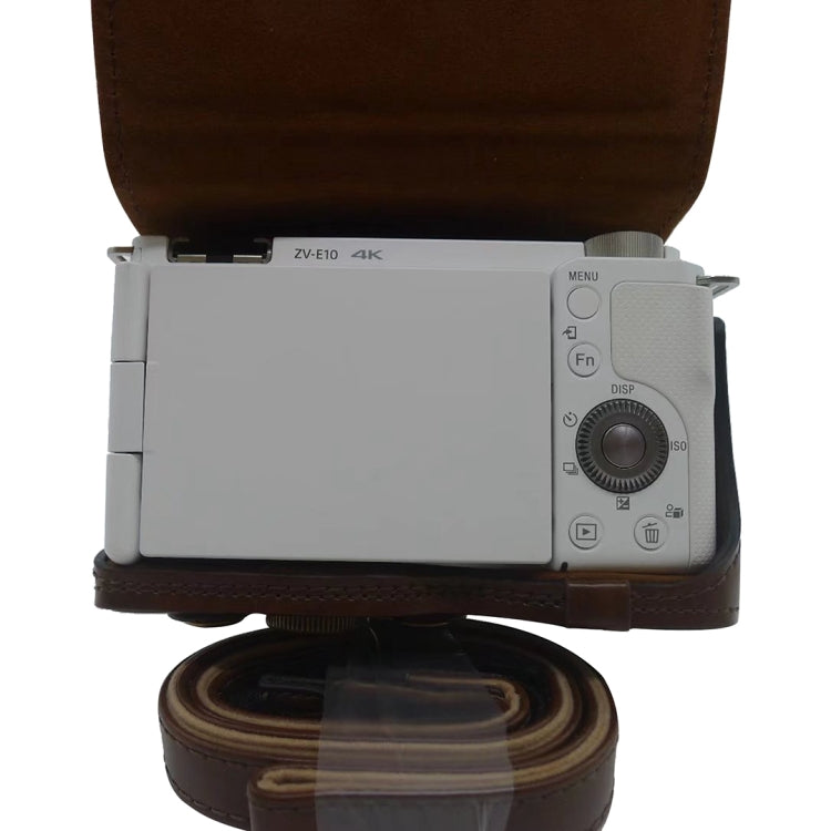 Full Body Camera PU Leather Case Bag for Sony ZV-E10, For Sony ZV-E10