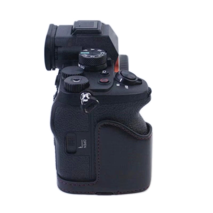 1/4 inch Thread PU Leather Camera Half Case Base for Sony A7 IV, For Sony A7 IV