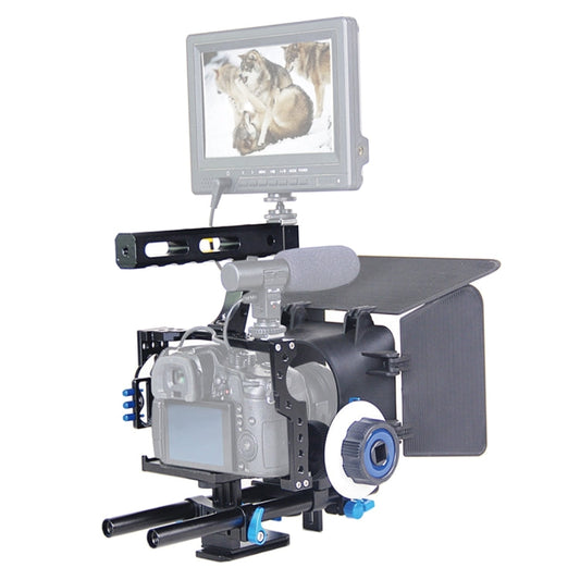 YELANGU YLG1105A Handle Video Camera Cage Stabilizer Kit with Matte Box & Follow Focus for Panasonic Lumix DMC-GH4 & G7 / Sony A7 & A7S & A7R & A7RII & A7SII, YLG1105A