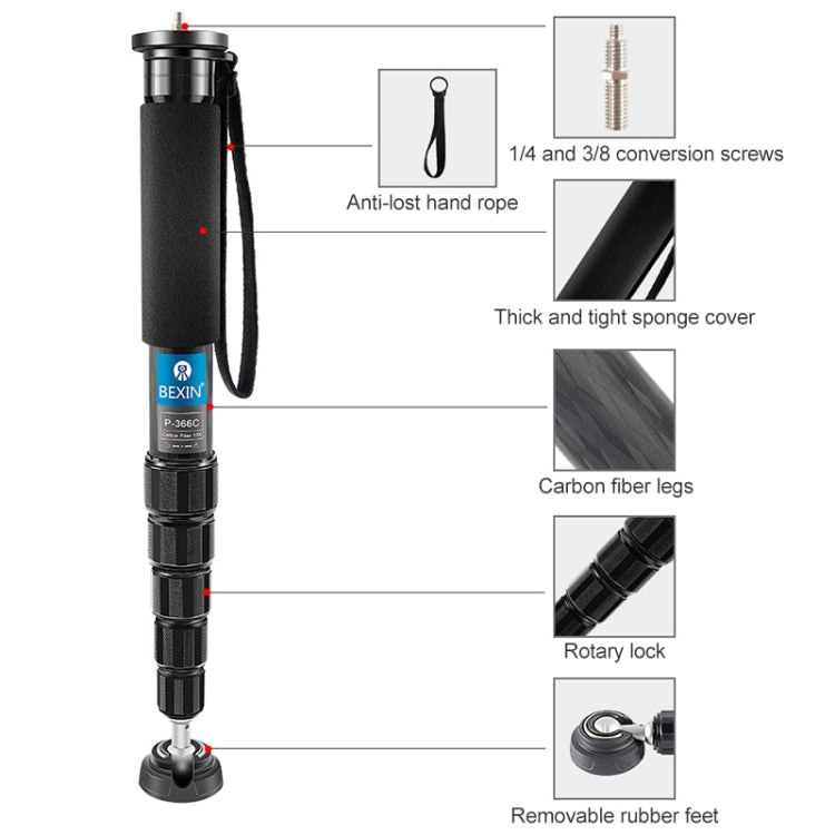 BEXIN P406C Camera Carbon Fiber Monopod Travel Live Selfie Bracket Holder, P406C