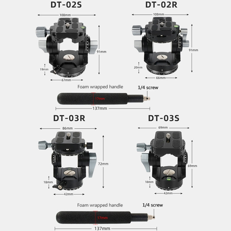 BEXIN DT-02R/S 2D 720 Degree Panorama Heavy Duty Tripod Action Fluid Drag Head with Quick Release Plate, DT-02R/S