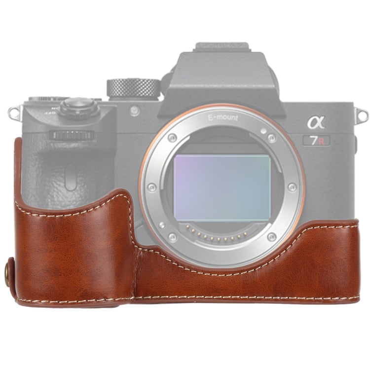 1/4 inch Thread PU Leather Camera Half Case Base for Sony ILCE-A9 / A9 / A7RIII, For Sony A9