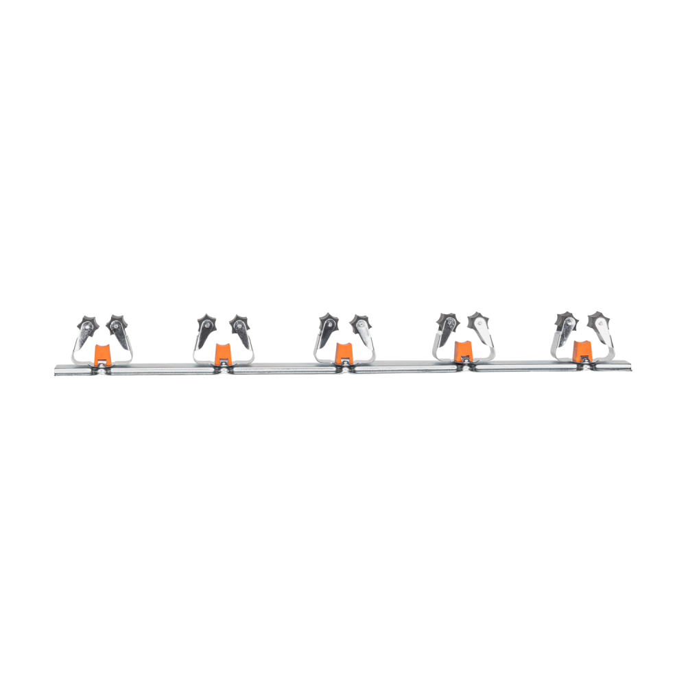Wall Mount Tool Holder Rail - Roller Grip Design (5 Handles) Home and Garden Use