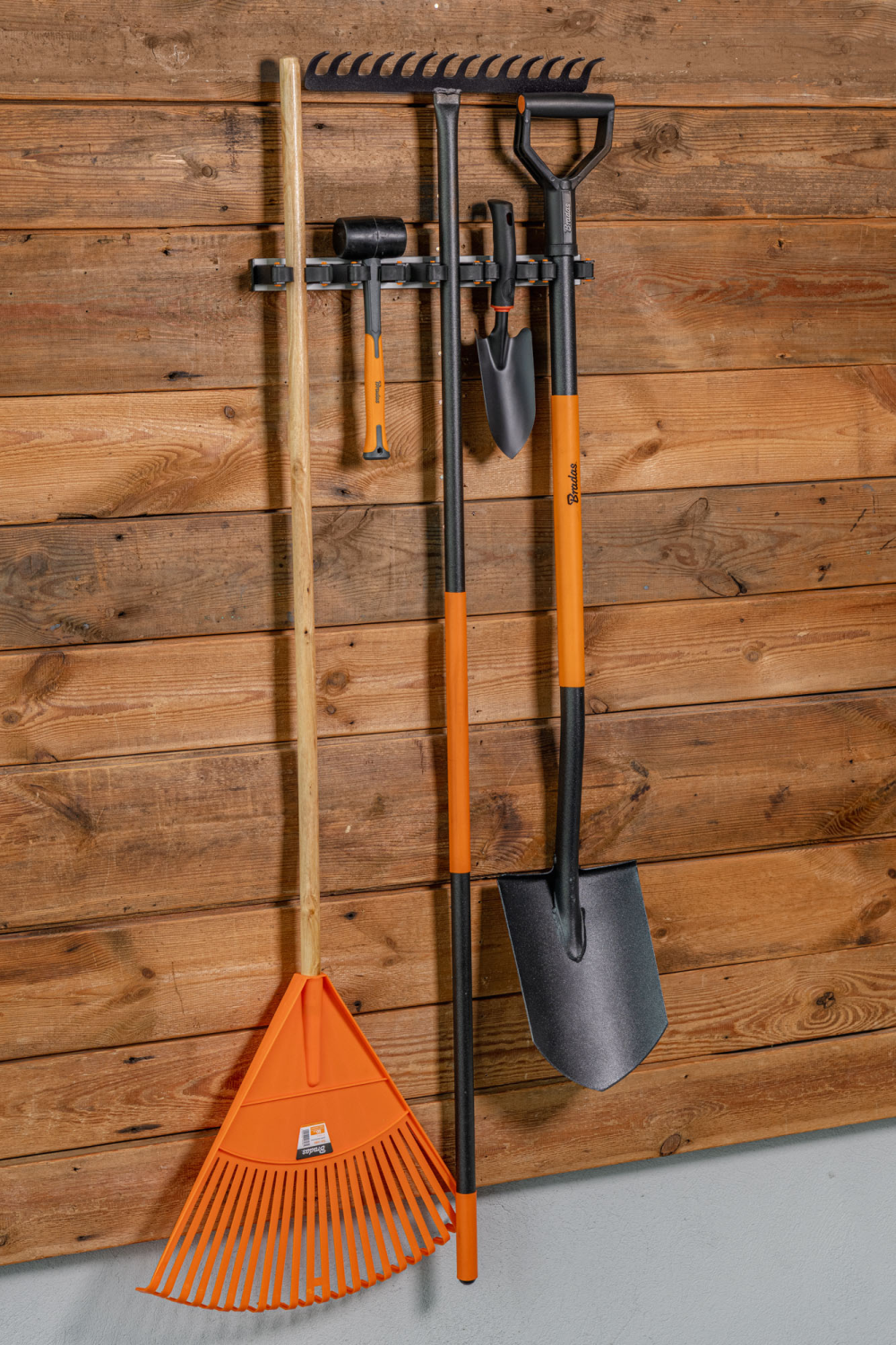 Wall Mount Tool Holder Rail - Gripper Design (3 Handles) for Home and Garden Use