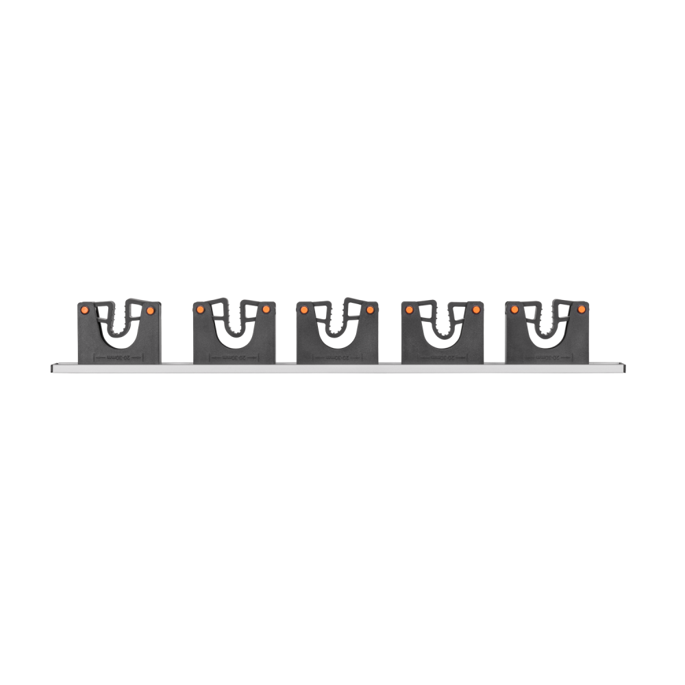Wall Mount Tool Holder Rail - Gripper Design (5 Handles) for Home and Garden Use
