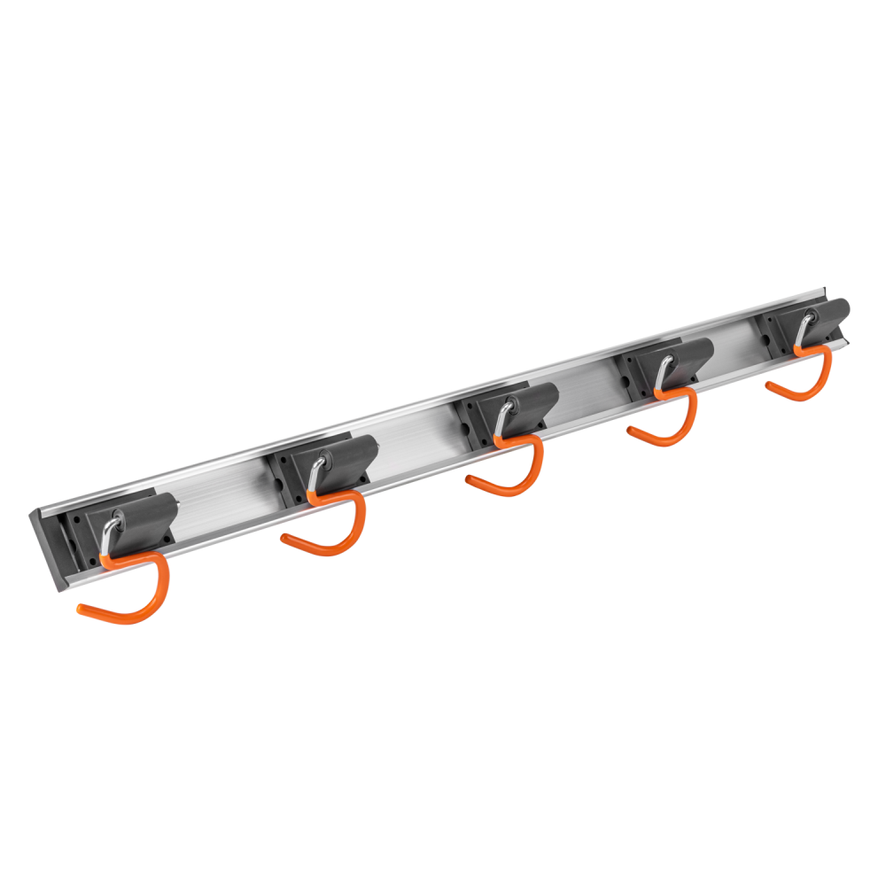 Wall Mount Tool Rack Rail with 5 x S Hanging Hooks for DIY Workshop Accessory