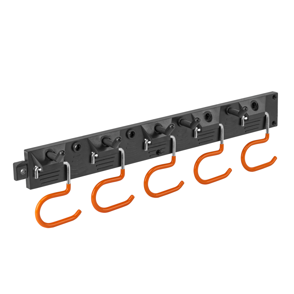 Tool Rail with Adjustable Peg Hooks and S Hanging Hooks for Home and Garden Use