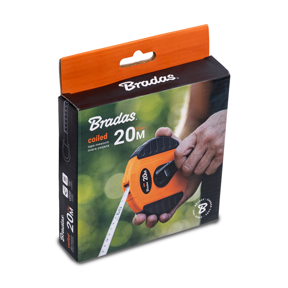 Fibreglass Coiled Tape Measure 13mm Wide Black Orange (20m-50m)