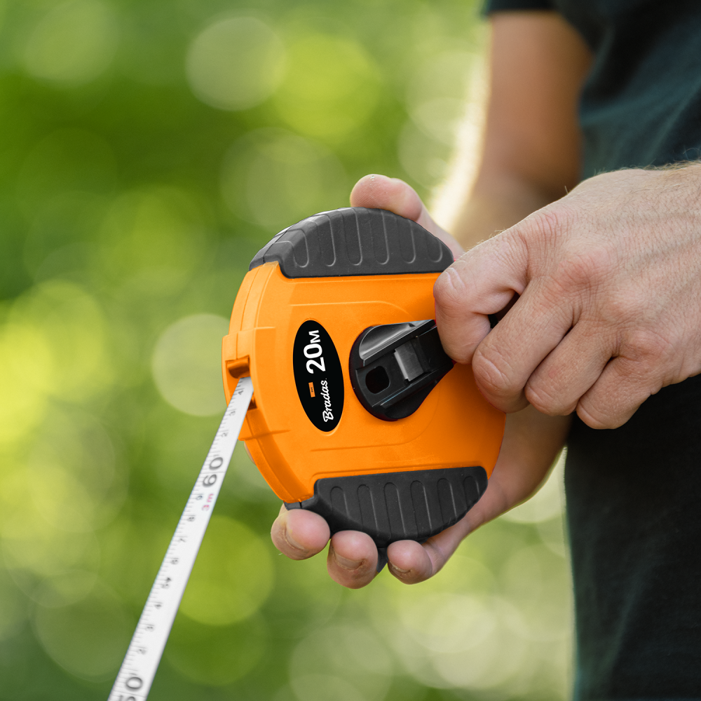 Fibreglass Coiled Tape Measure 13mm Wide Black Orange (20m-50m)