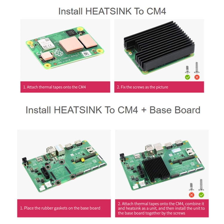 WAVESHARE Aluminum Heatsink for Raspberry Pi CM4, with Antenna Notch