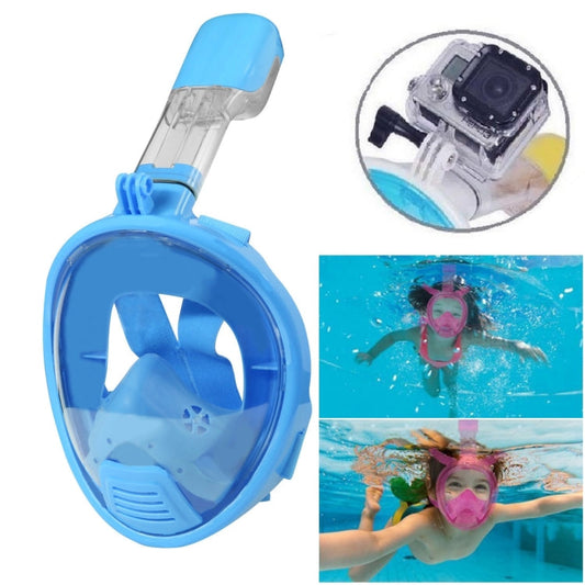 Kids Full Face Snorkel Mask for GoPro, Insta360, DJI & Action Cameras (Blue)