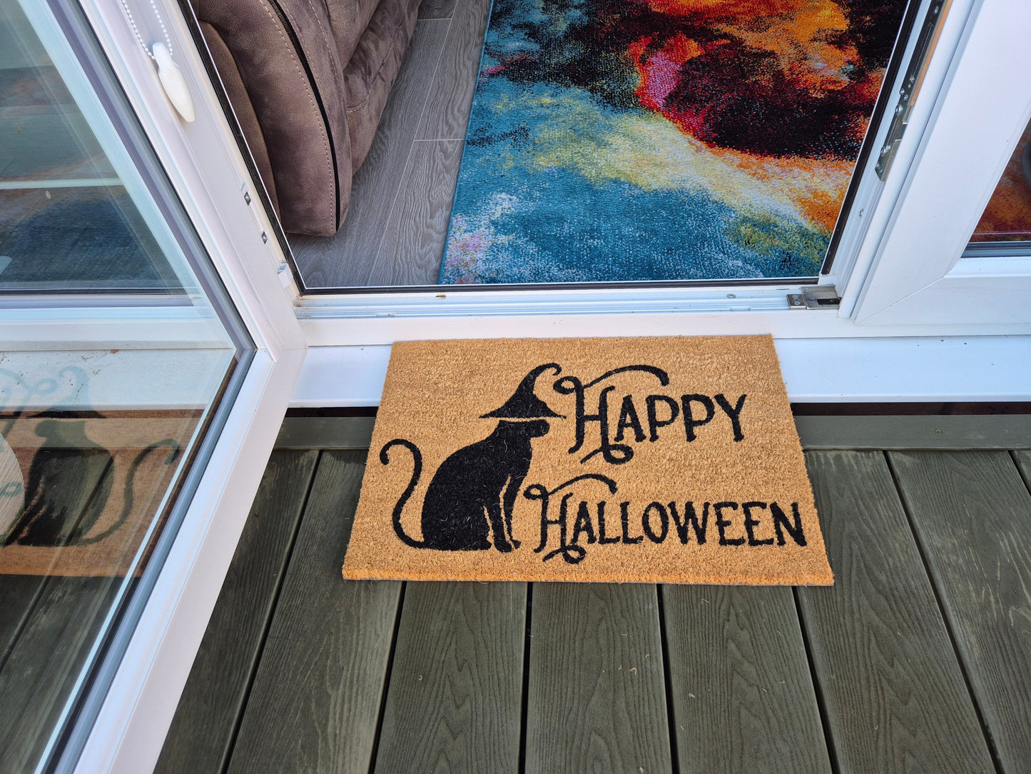 Doormat 60cm x 40cm - 'Happy Halloween' - Absorbent Coir Mat for Indoor Outdoor