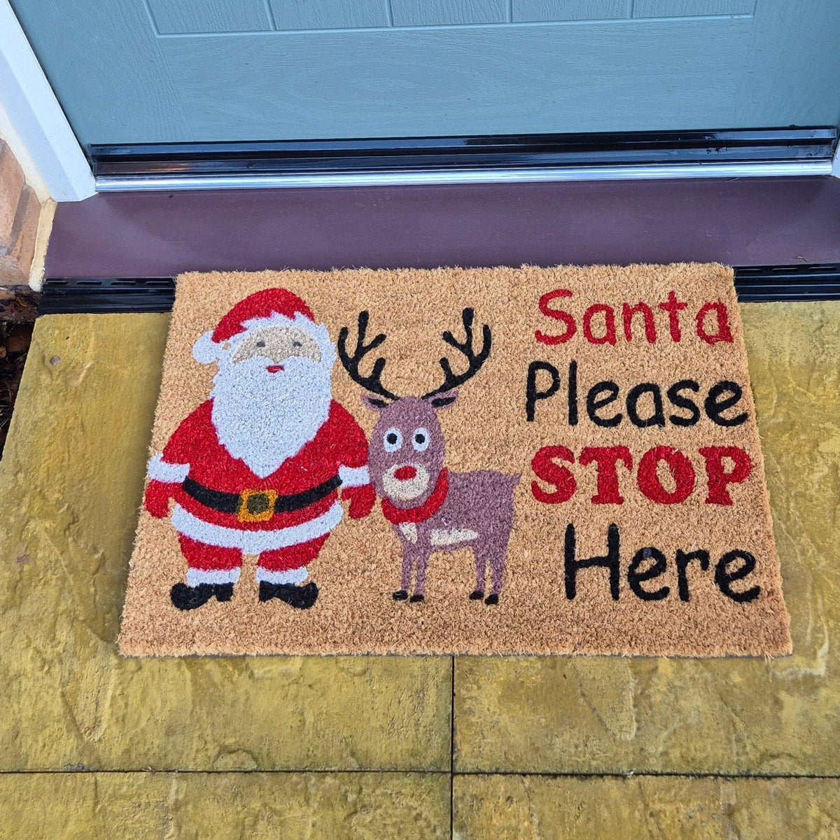 Doormat 60cm x 40cm - 'Santa Please Stop Here'