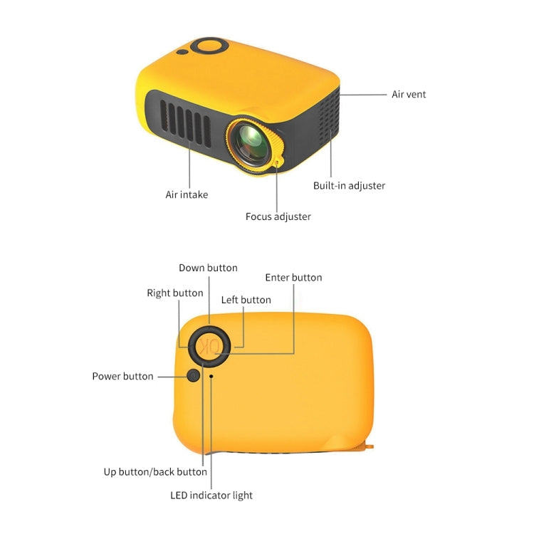 A2000 Portable Projector 800 Lumen LCD Home Theater Video Projector, Support 1080P, AU Plug, AU Plug