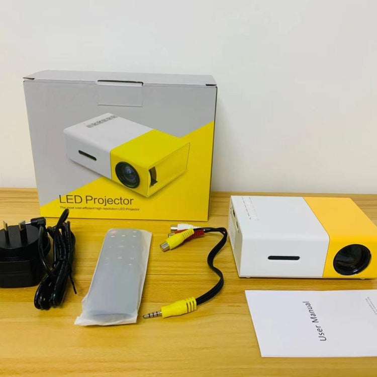 YG300 400LM Portable Mini Home Theater LED Projector with Remote Controller, Support HDMI, AV, SD, USB Interfaces (Yellow)