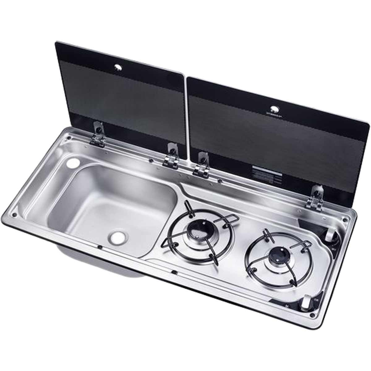 Dometic 2 Burner Hob & Sink Unit 9722 L/H (Piezo Ignition & Shut Off)
