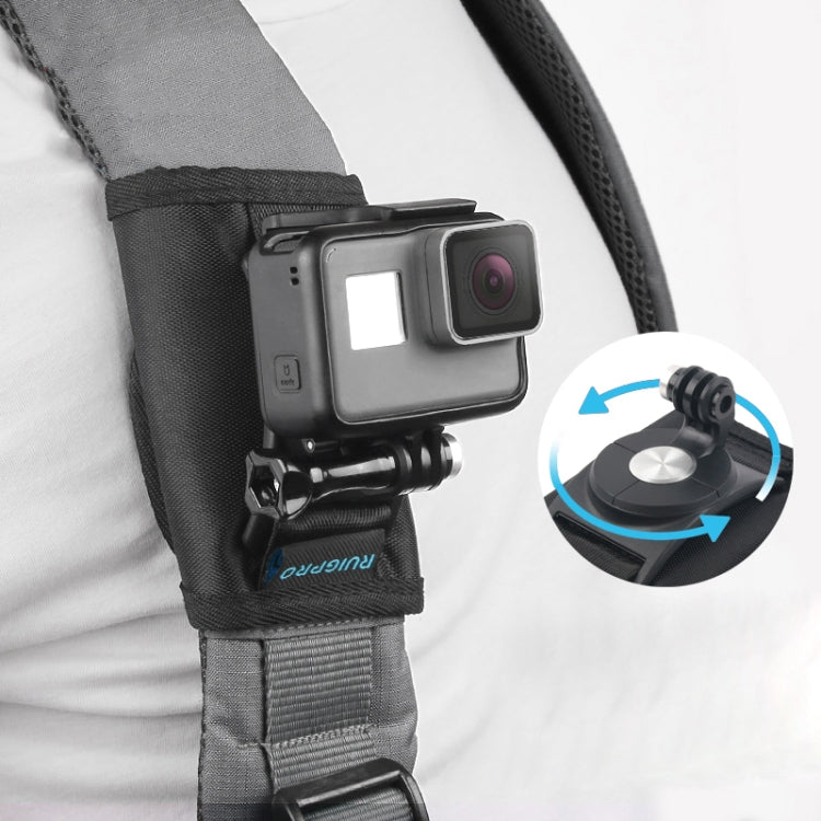 RUIGPRO Hook & Loop Fastener Backpack Mount with Screw for GoPro, DJI Osmo, Xiaoyi Cameras (Black)