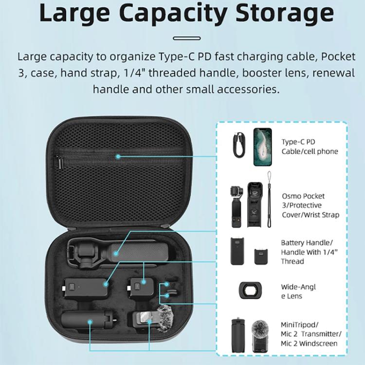 For DJI OSMO Pocket 3 Full Set Portable Carrying Case Shoulder Storage Bag, For DJI OSMO Pocket 3