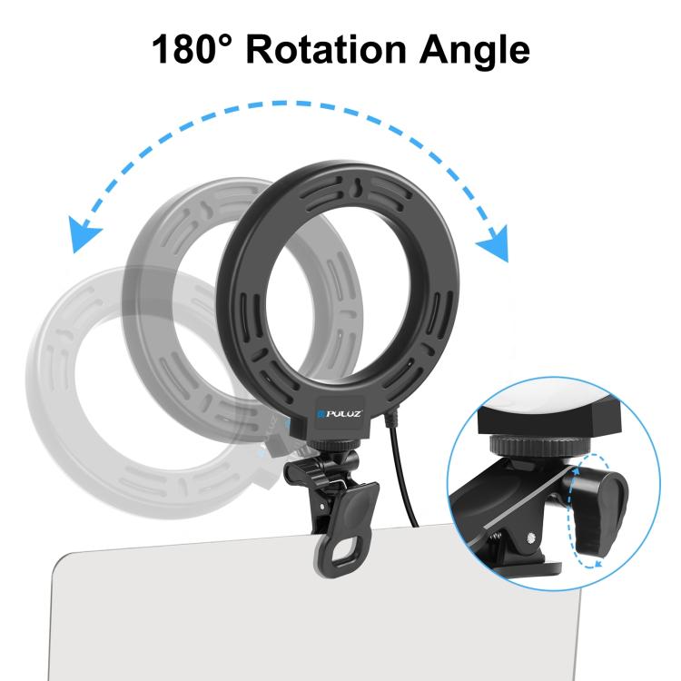 PULUZ 4.7 inch 12cm Ring Selfie Light 3 Modes USB Dimmable Dual Color Temperature LED Curved Vlogging Photography Video Lights with Monitor Clip Holder, 4.7 inch 12cm