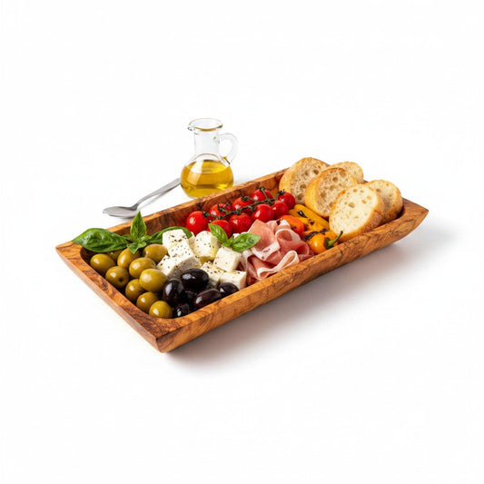 Olive Wood Rectangular Serving Tray 27x14cm | Wooden Cheese & Appetizer Platter