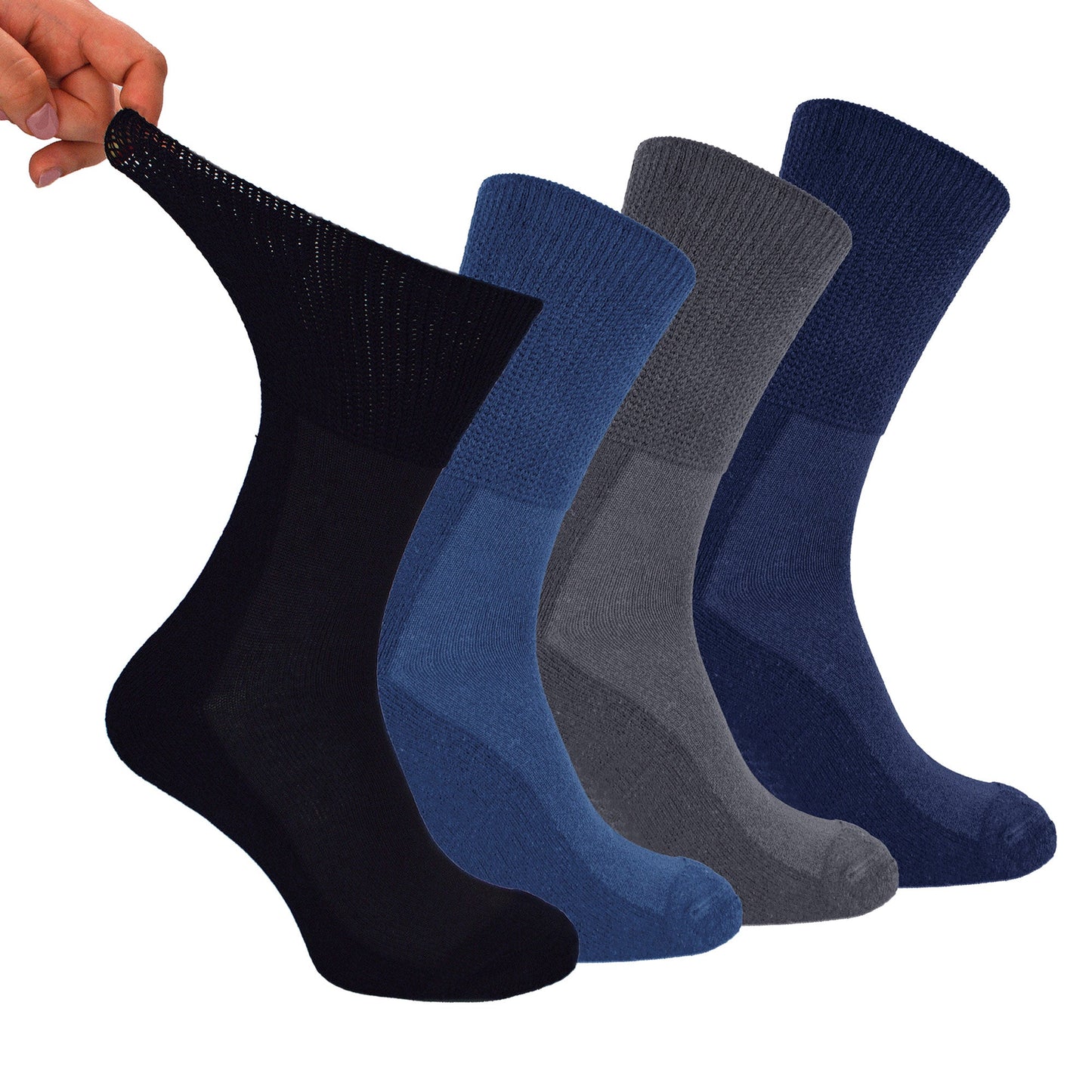 4 Pack Extra Wide Non Elastic Bamboo Diabetic Socks
