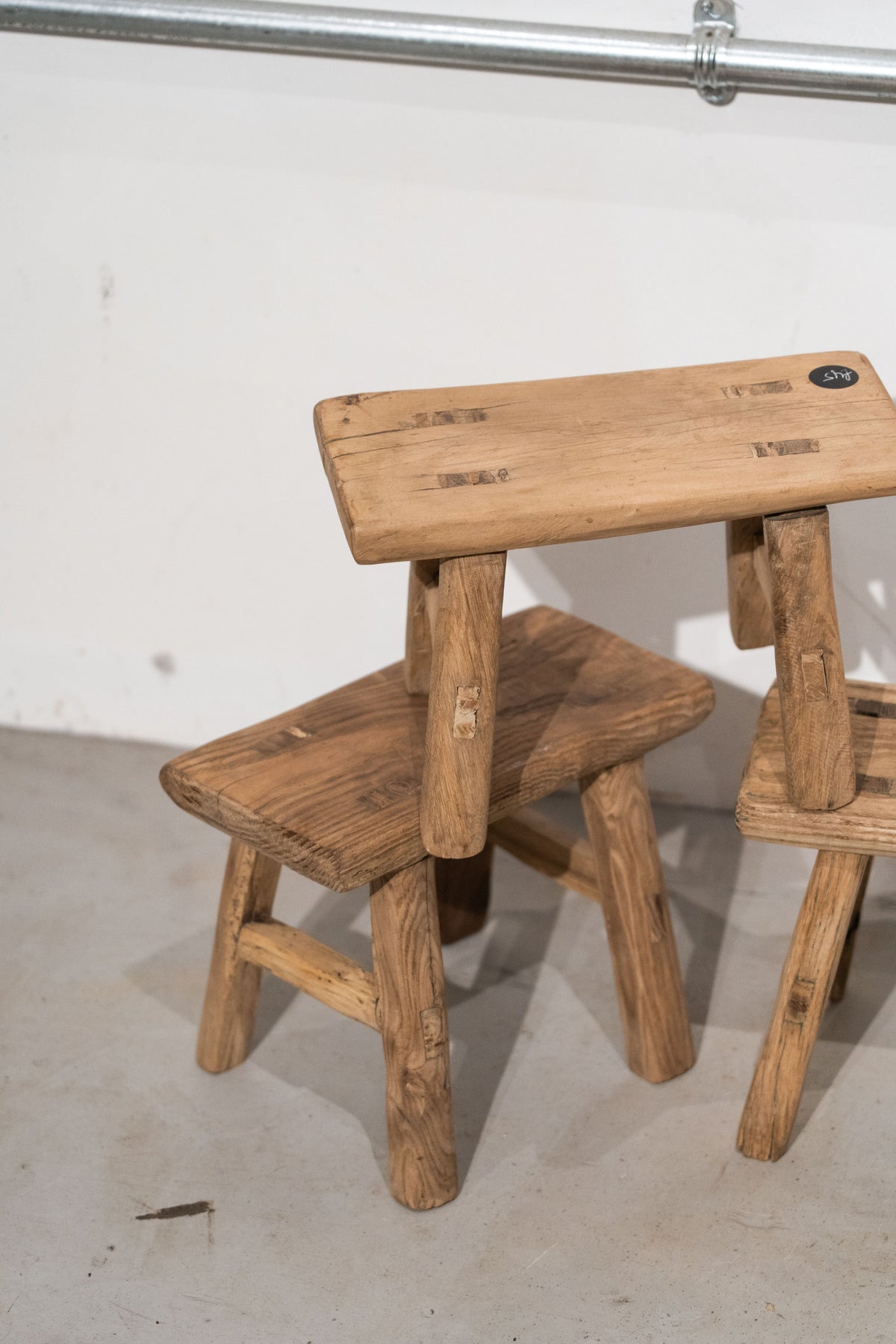Vintage Rustic Small Stool - Elm wood
